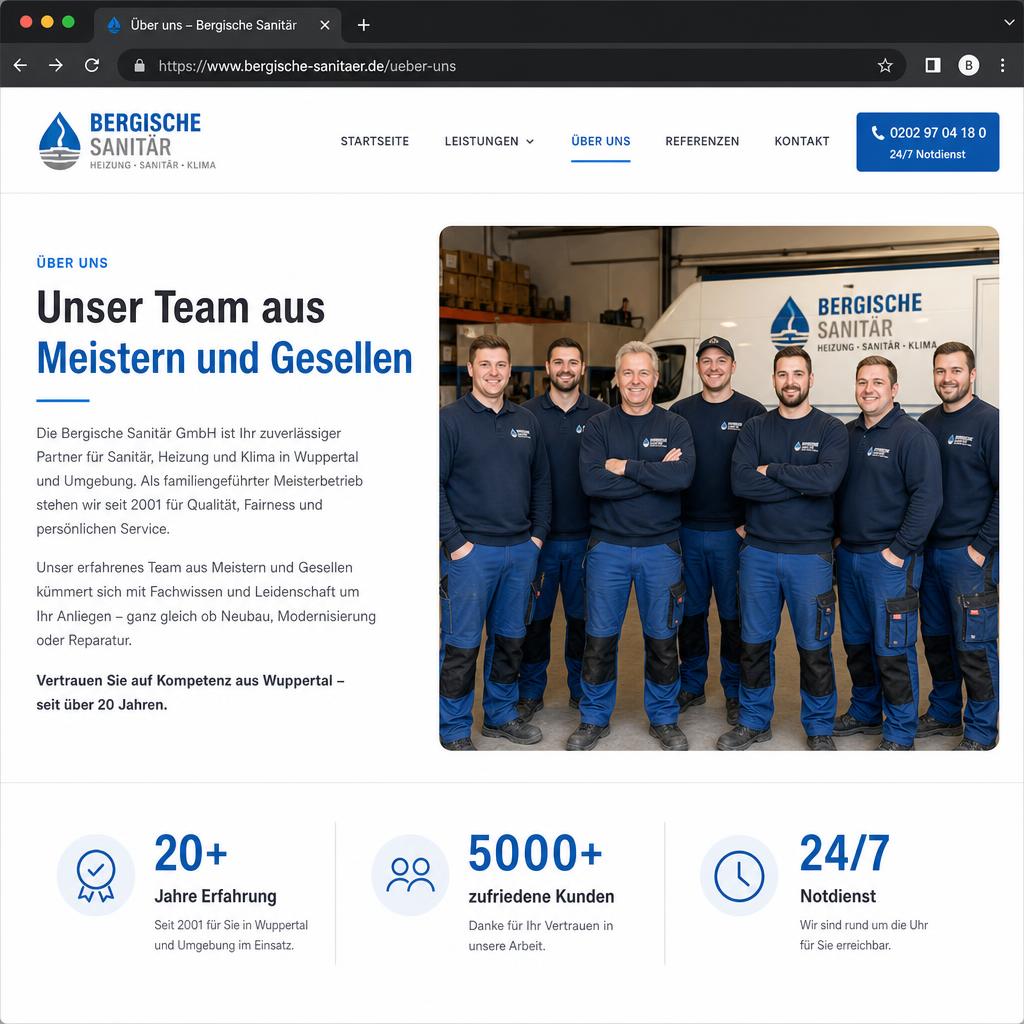 Reference website Plumbing & heating from Wuppertal – Screenshot 3