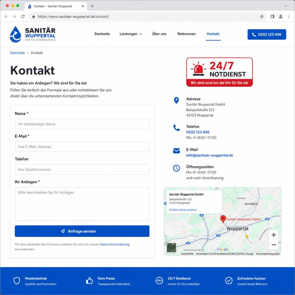 Reference website Plumbing & heating from Wuppertal – Screenshot 4