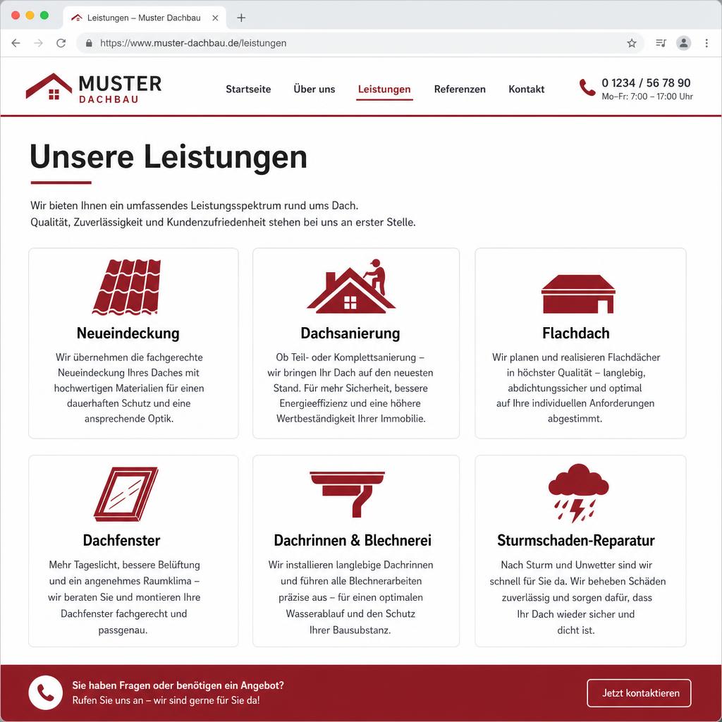 Reference website Roofer from Mönchengladbach – Screenshot 2